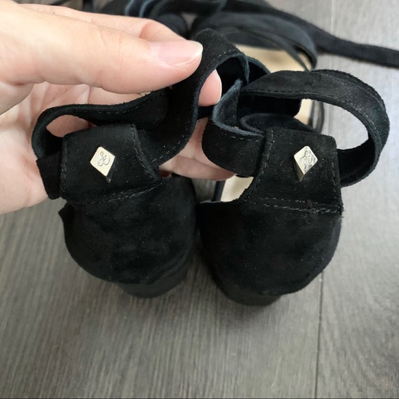 SAM EDELMAN Sheri Sandal Black Suede Wrap Tie - Picture 6 of 9